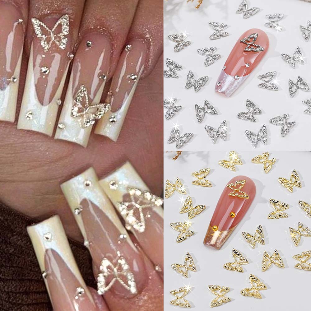 Nail Art Valentines Day - 20pcs 3D Exquisite Hollow Butterfly Rhinestones