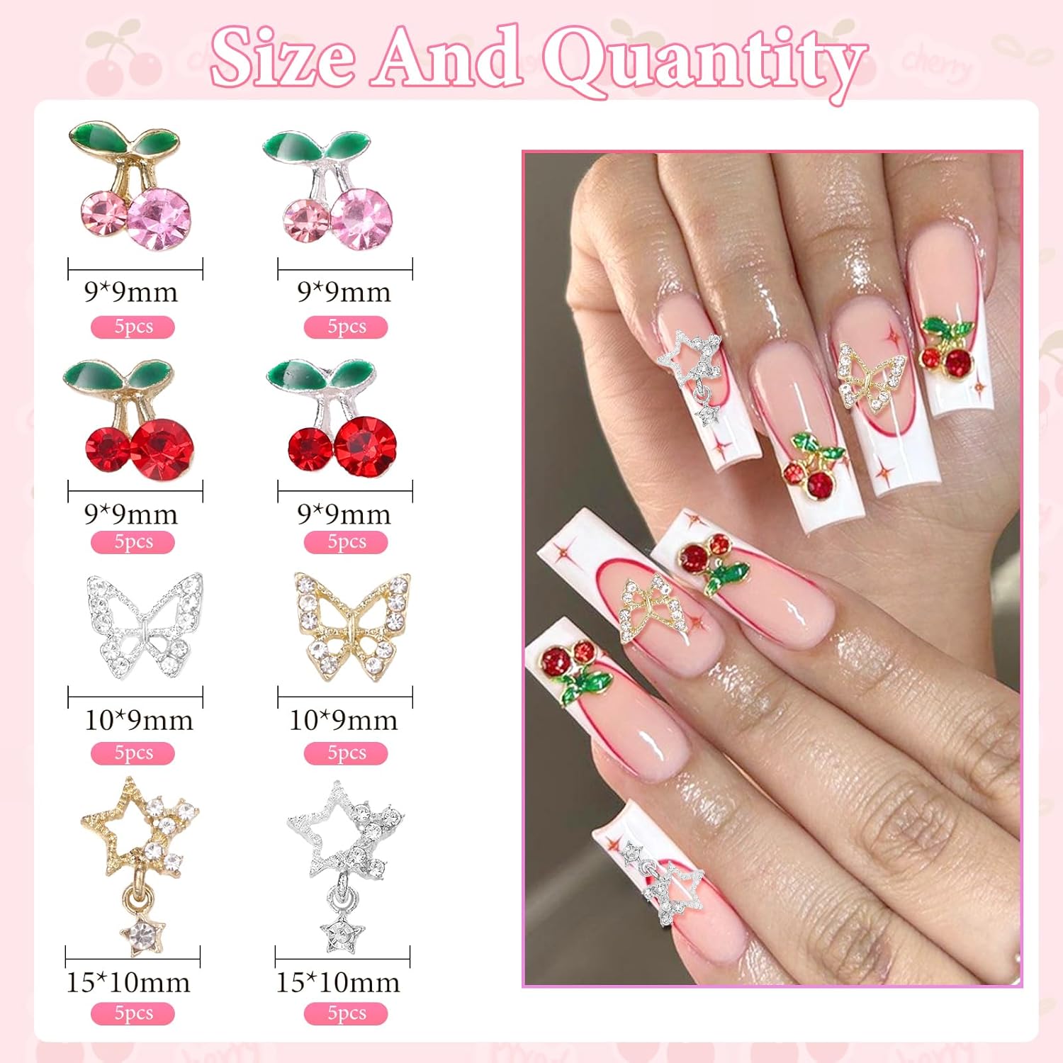 40 Pcs Alloy Nail Gems Charms, - đánh giá và giá Nail Art Valentines Day