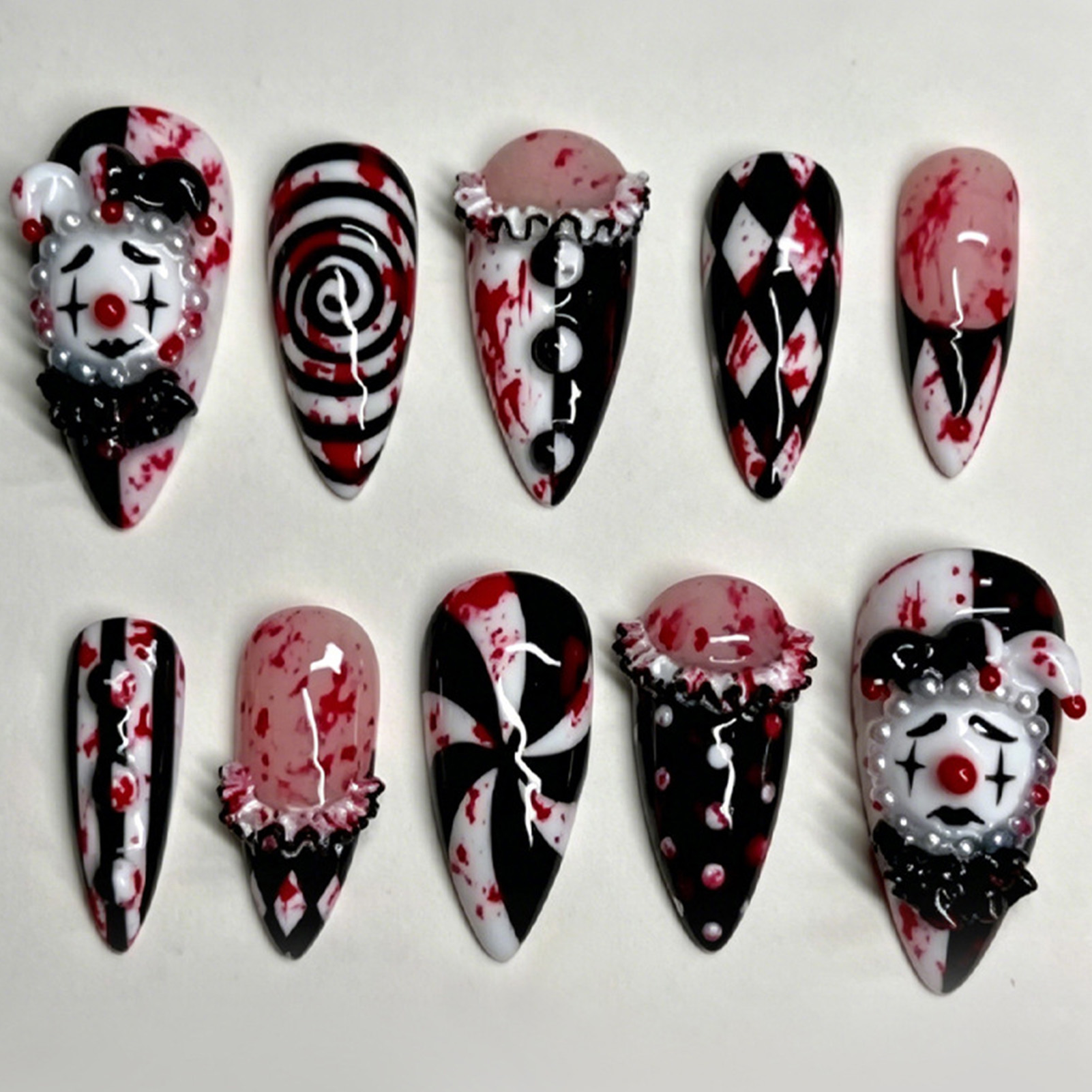 30pcs Funny Dark Clown Press O - đánh giá và giá Nail Art Press On