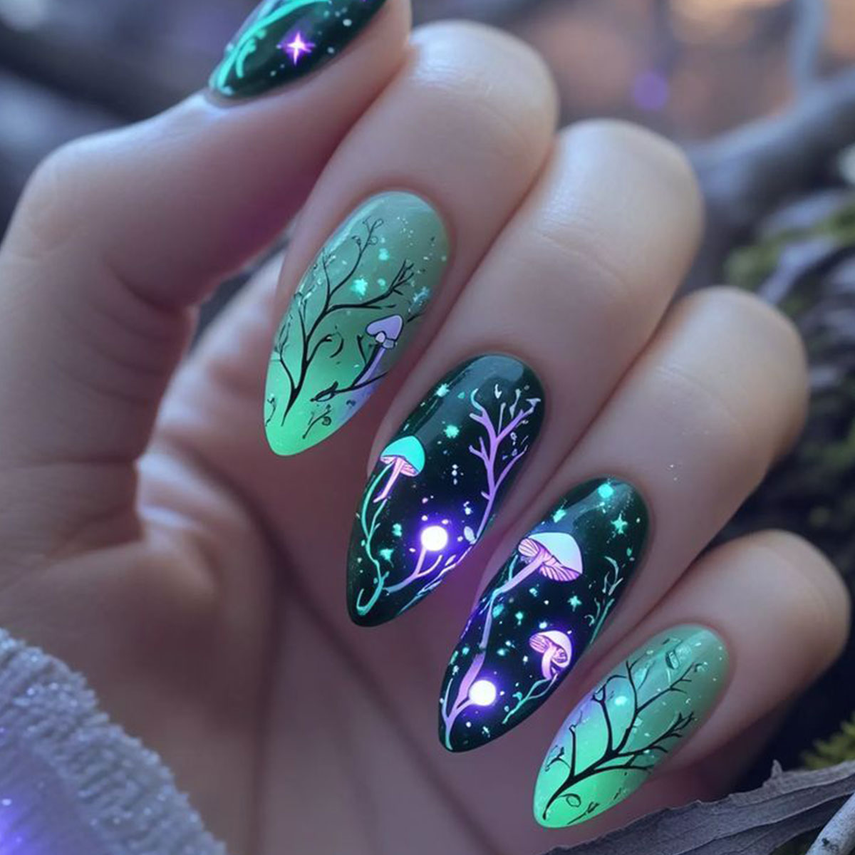 Almond Press on Nails Mushroom - đánh giá và giá Nail Art Press On