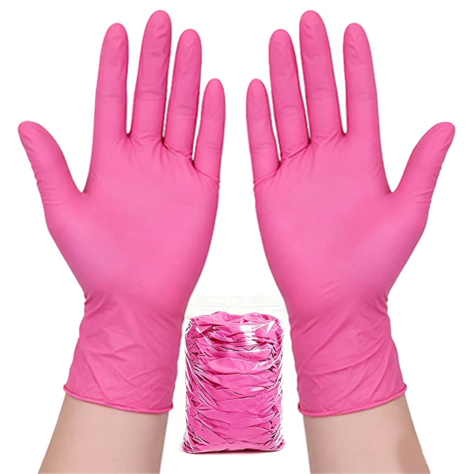 50PCS Deep Pink Nitrile Gloves - đánh giá và giá Nail Art Pink