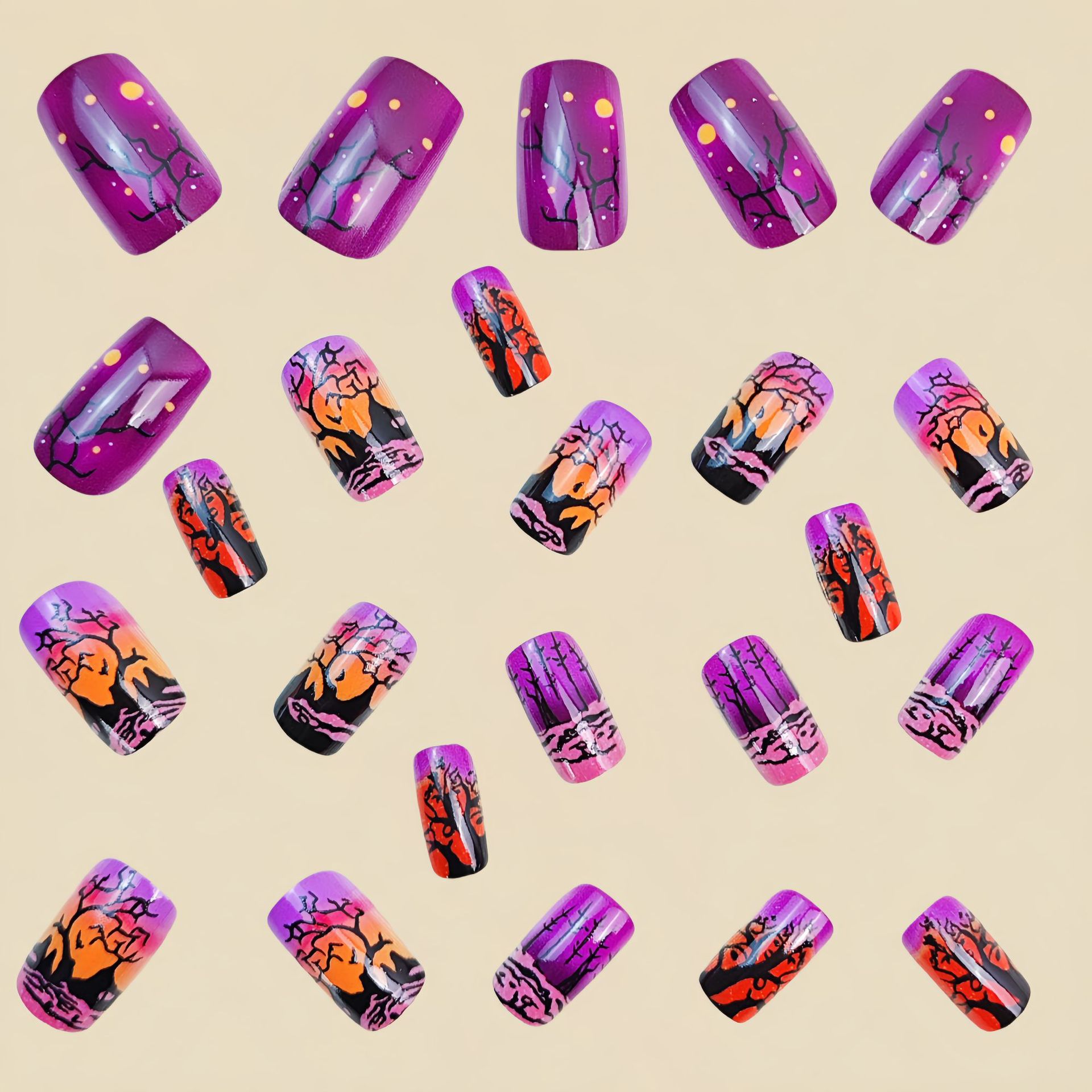 Medium Square fake nails for w - đánh giá và giá Nail Art Orange