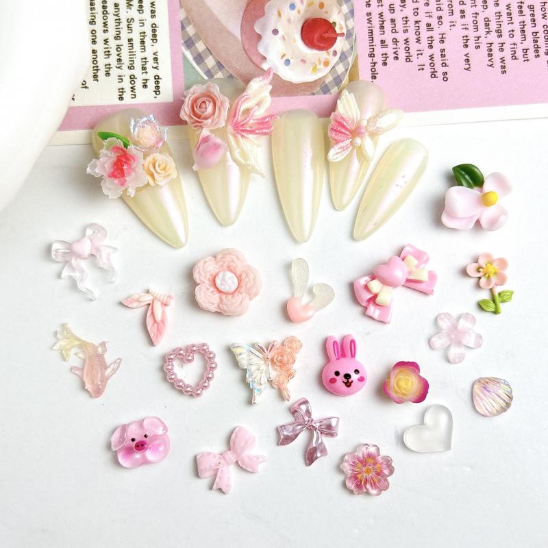 Random Mixed Sweet Pink Bow Na - đánh giá và giá Nail Art Valentines Day