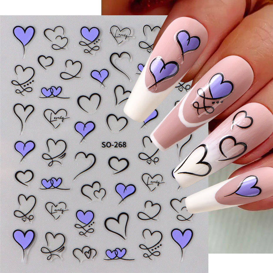 3pcs Y2K Gold Wave Line Heart  - đánh giá và giá Nail Art Valentines Day