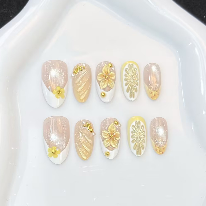 10Pcs New Pink Blue Yellow Flo - đánh giá và giá Nail Art Pink