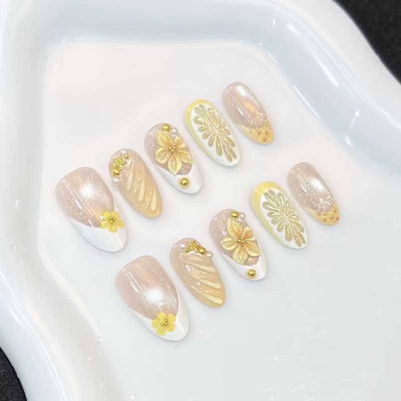 10Pcs New Pink Blue Yellow Flo - đánh giá và giá Nail Art Pink