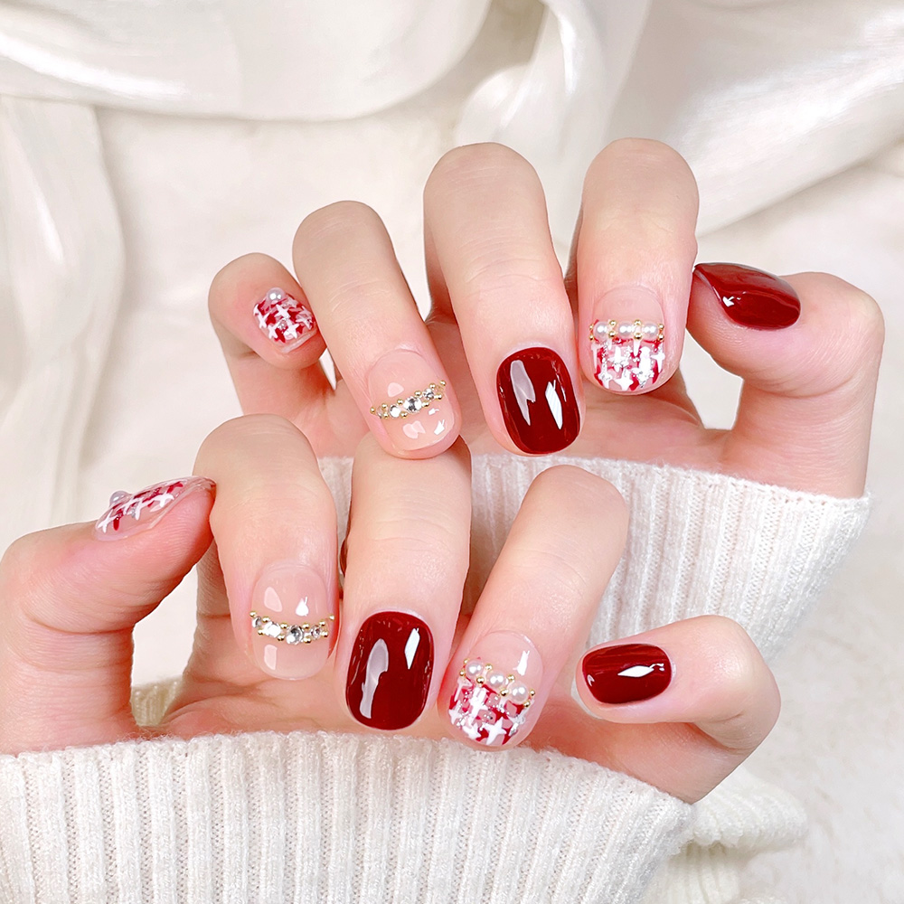 10pcs Short Square Round Handm - đánh giá và giá Nail Art Press On